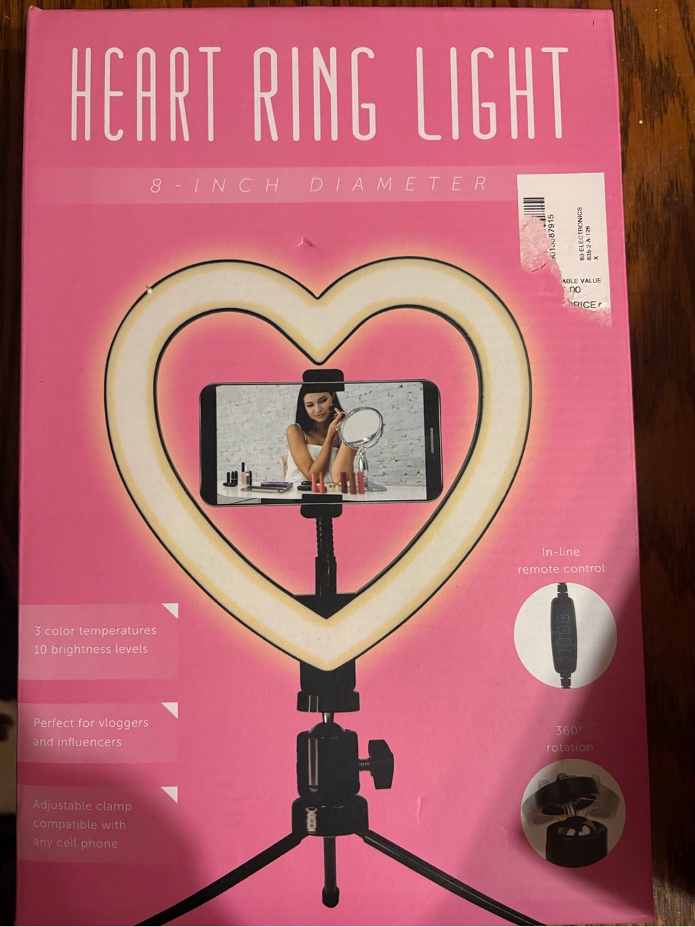 Heart Ring Light with Phone Mount - Pink